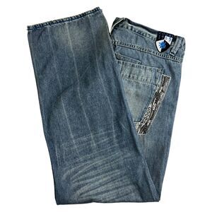 Coogi Mens Medium Wash Embroidered Pocket Baggy‎ Y2K Jeans 40 X 35